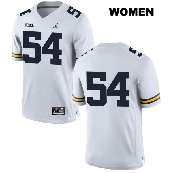 Women's NCAA Michigan Wolverines Kraig Correll #54 No Name White Jordan Brand Authentic Stitched Football College Jersey ZA25E23KX